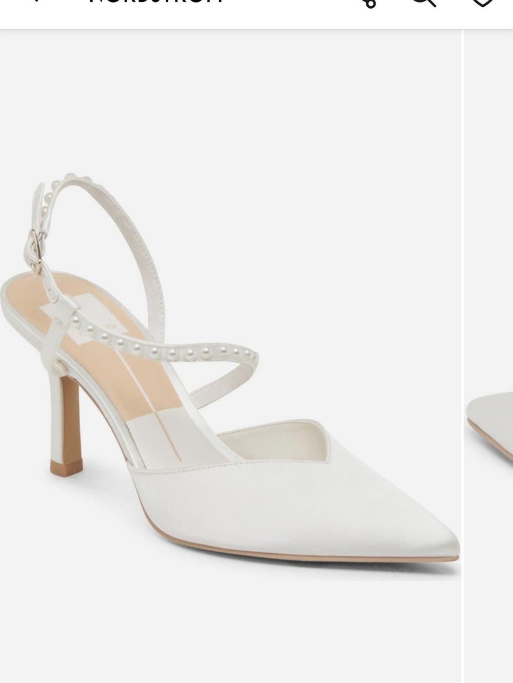 Dolce Vita White Pointed Slingback Heels with Studded Straps